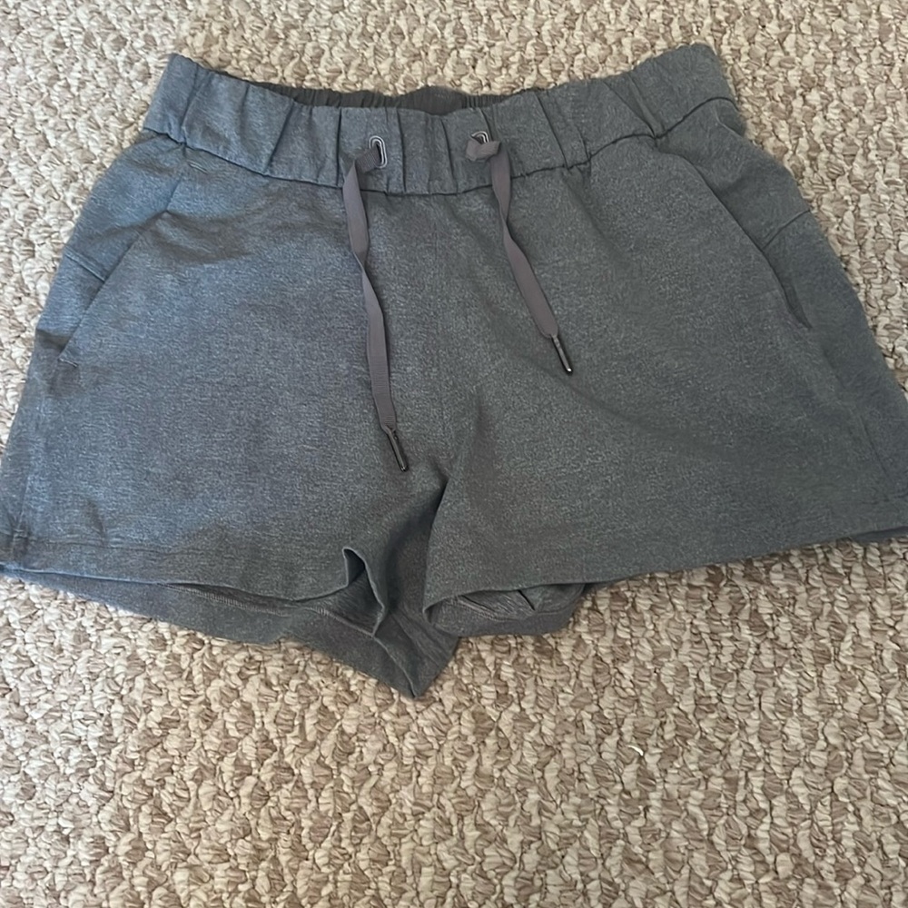 Grey lululemon drawstring running shorts